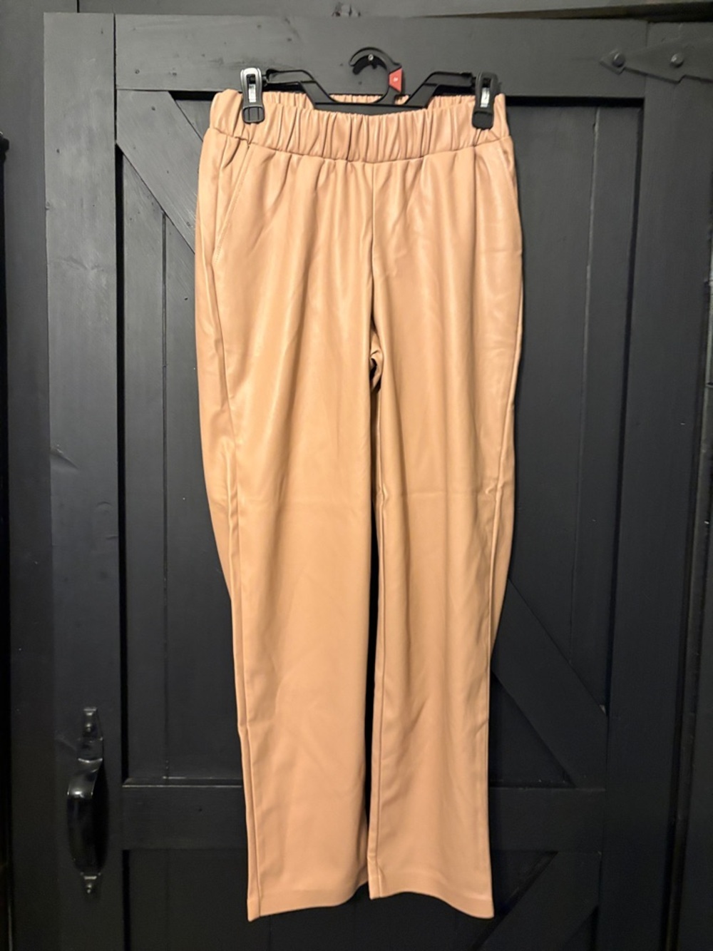 Women’s Faux Leather Pull-On Pants in Camel